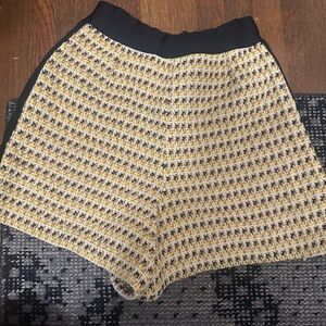 Maje High Waist Tweed Shorts yellow gold Chanel gossip girl Emily in Paris